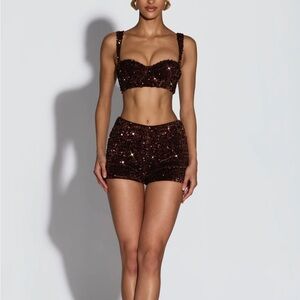 Baby Boo Sequin Plum Brown Shorts Sz S